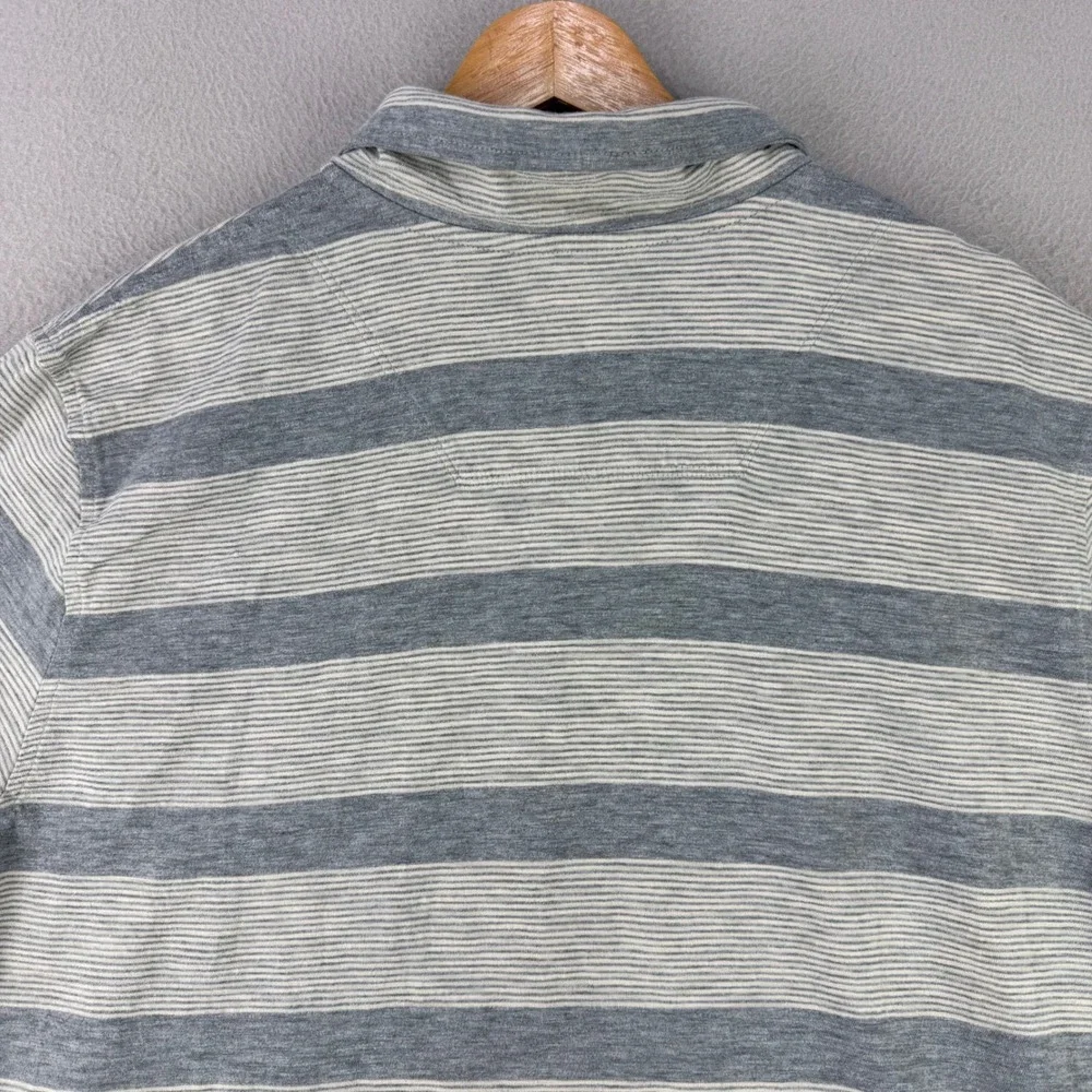 The North Face Striped Polo Shirt Mens XL Gray Short Sleeve Preppy Casual Work